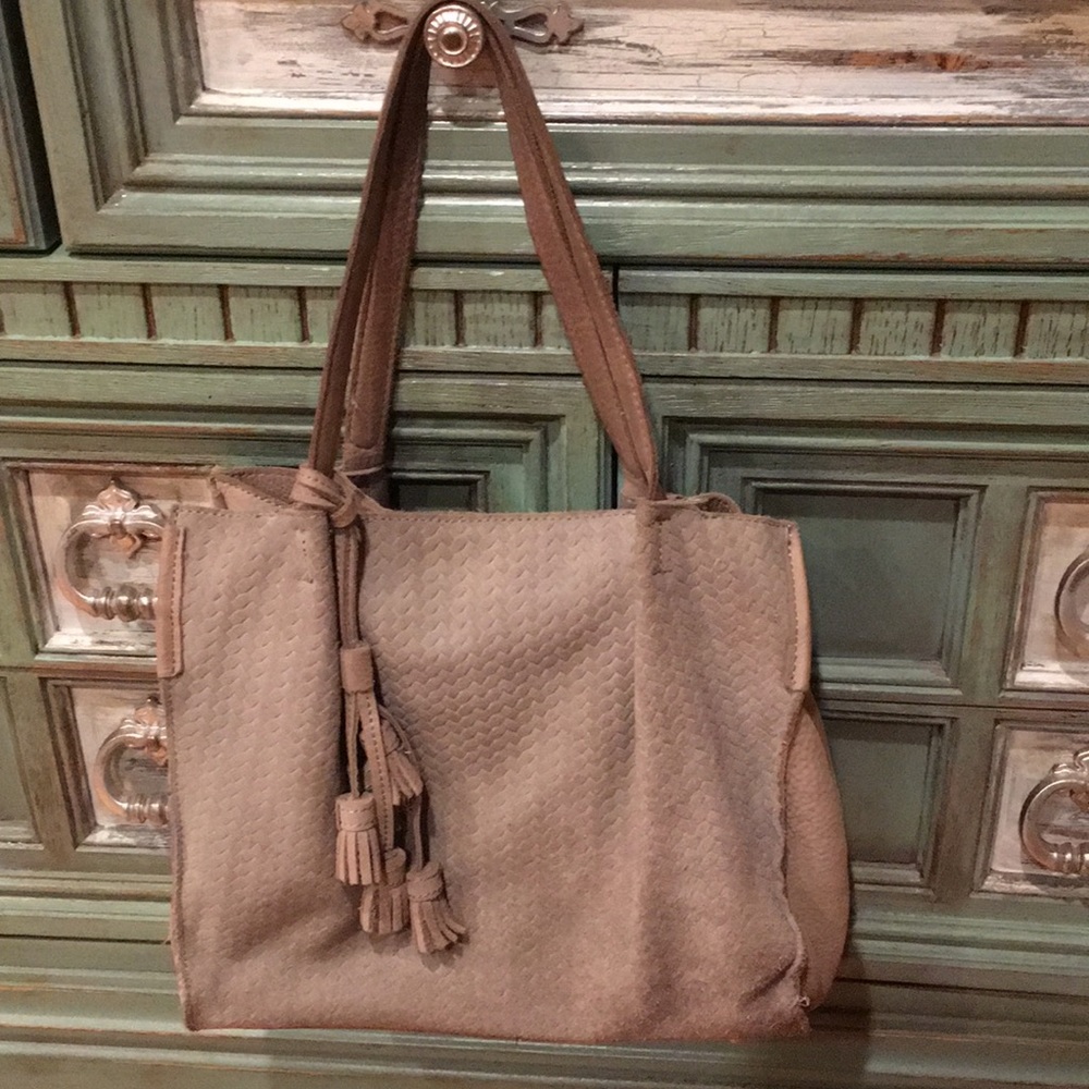 Anthropologie Grey suede/leather handbag
